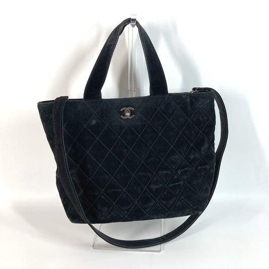 CHANEL Matelasse Quilted CC Coco Mark Turnlock Shoulder Bag, 2-Way Bag, Crossbody Tote Bag, Suede, Women's, Black