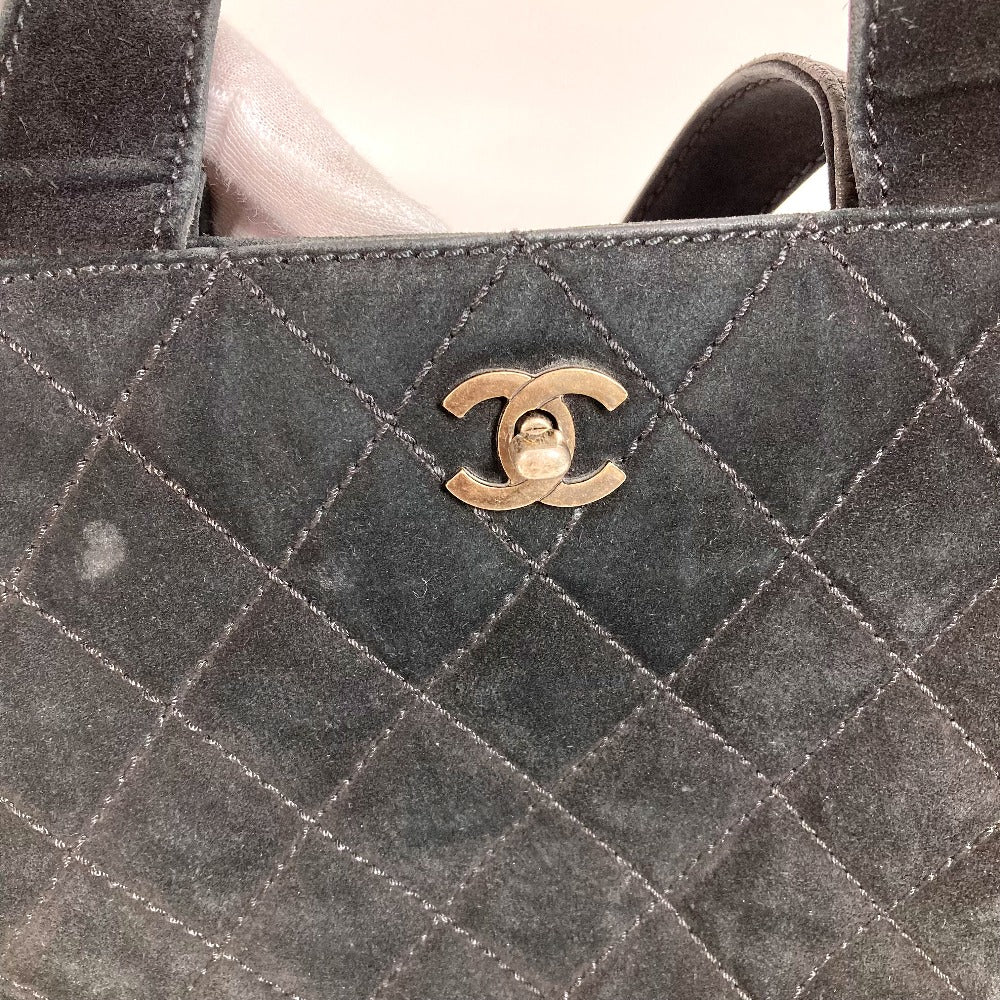 CHANEL Matelasse Quilted CC Coco Mark Turnlock Shoulder Bag, 2-Way Bag, Crossbody Tote Bag, Suede, Women's, Black