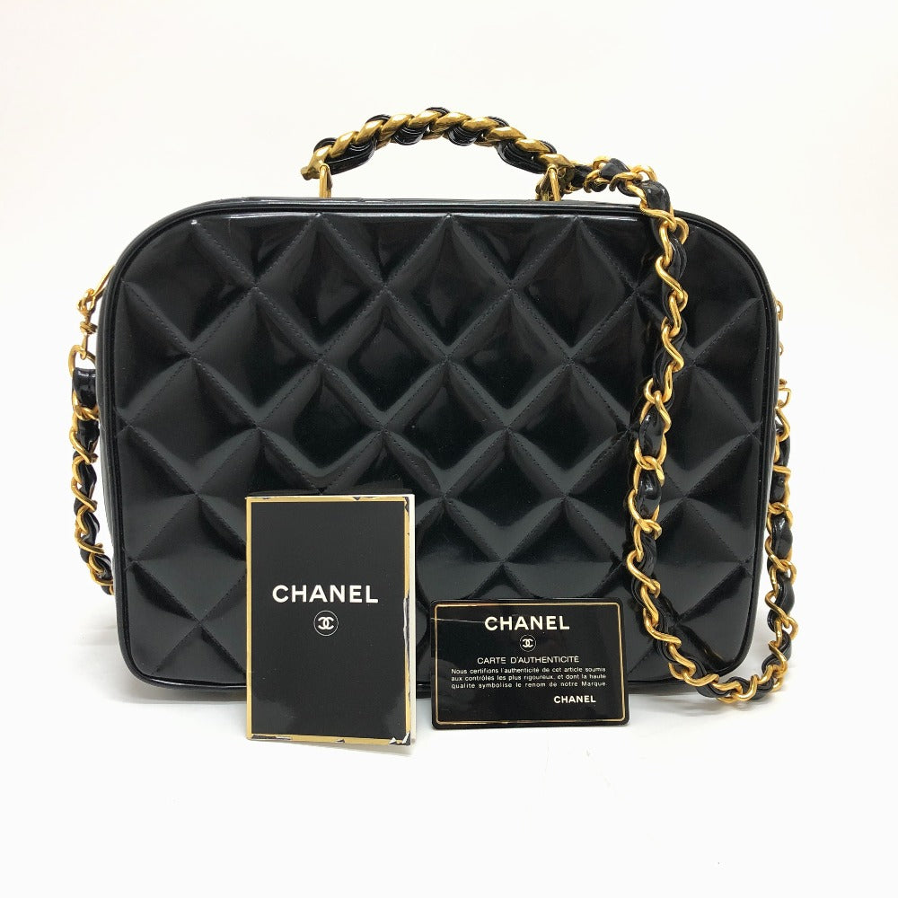 CHANEL マトラッセ バニティ 2WAY カバン 肩掛け 斜め掛け ハンドバッグ エナメル レディース ブラック - brandshop-reference