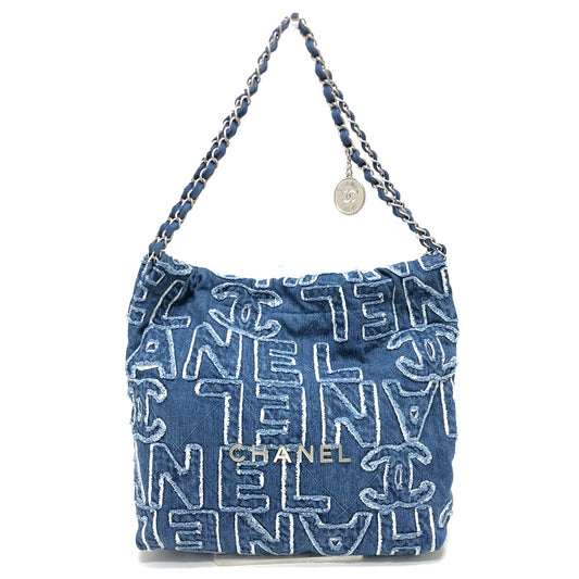 CHANEL AS3260 24A CHANEL22 Logo Patchwork Shoulder Bag, Crossbody Bag, Denim, Women's, Blue