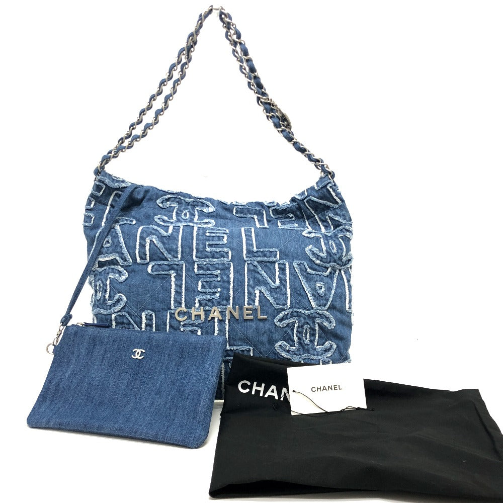 CHANEL AS3260 24A CHANEL22 Logo Patchwork Shoulder Bag, Crossbody Bag, Denim, Women's, Blue