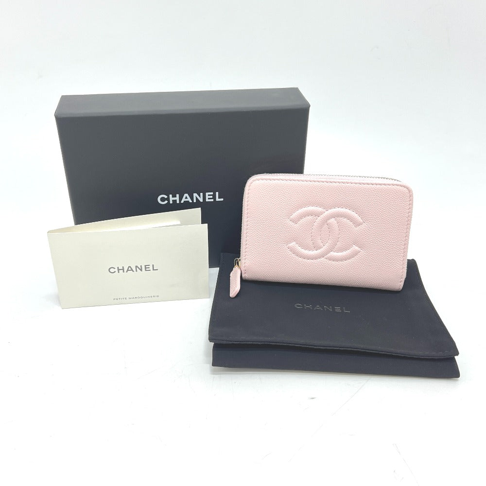 CHANEL AP4658 ココマーク ジップ コインパース 長財布 キャビアスキン レディース ピンク