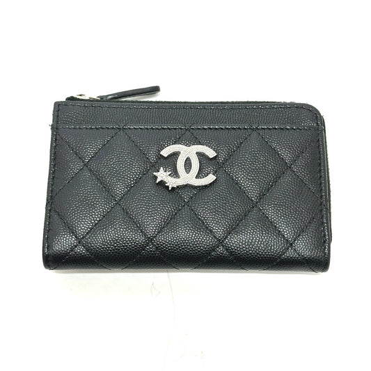 CHANEL AP3732 マトラッセ ココマーク スター CC カード コインパース 財布 コインケース キャビアスキン レディース ブラック