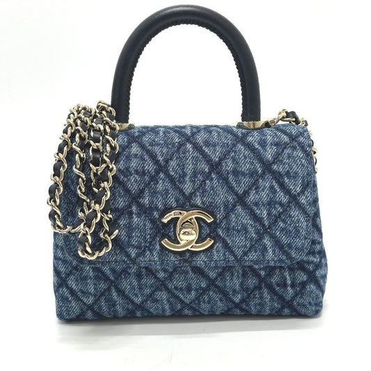 CHANEL AP4244 Coco Handle Mini Washed Denim 2WAY Shoulder Bag Denim Women's Blue