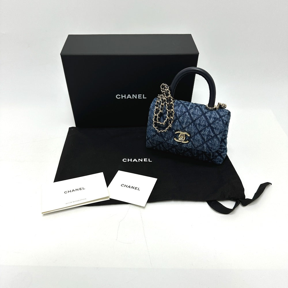 CHANEL AP4244 Coco Handle Mini Washed Denim 2WAY Shoulder Bag Denim Women's Blue