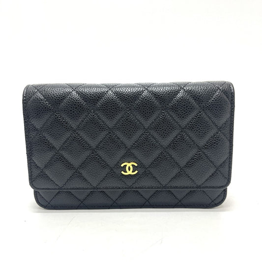 CHANEL AP0250 CC Mark Chain Wallet bag bag Shoulder Bag Caviar Leather Black Used