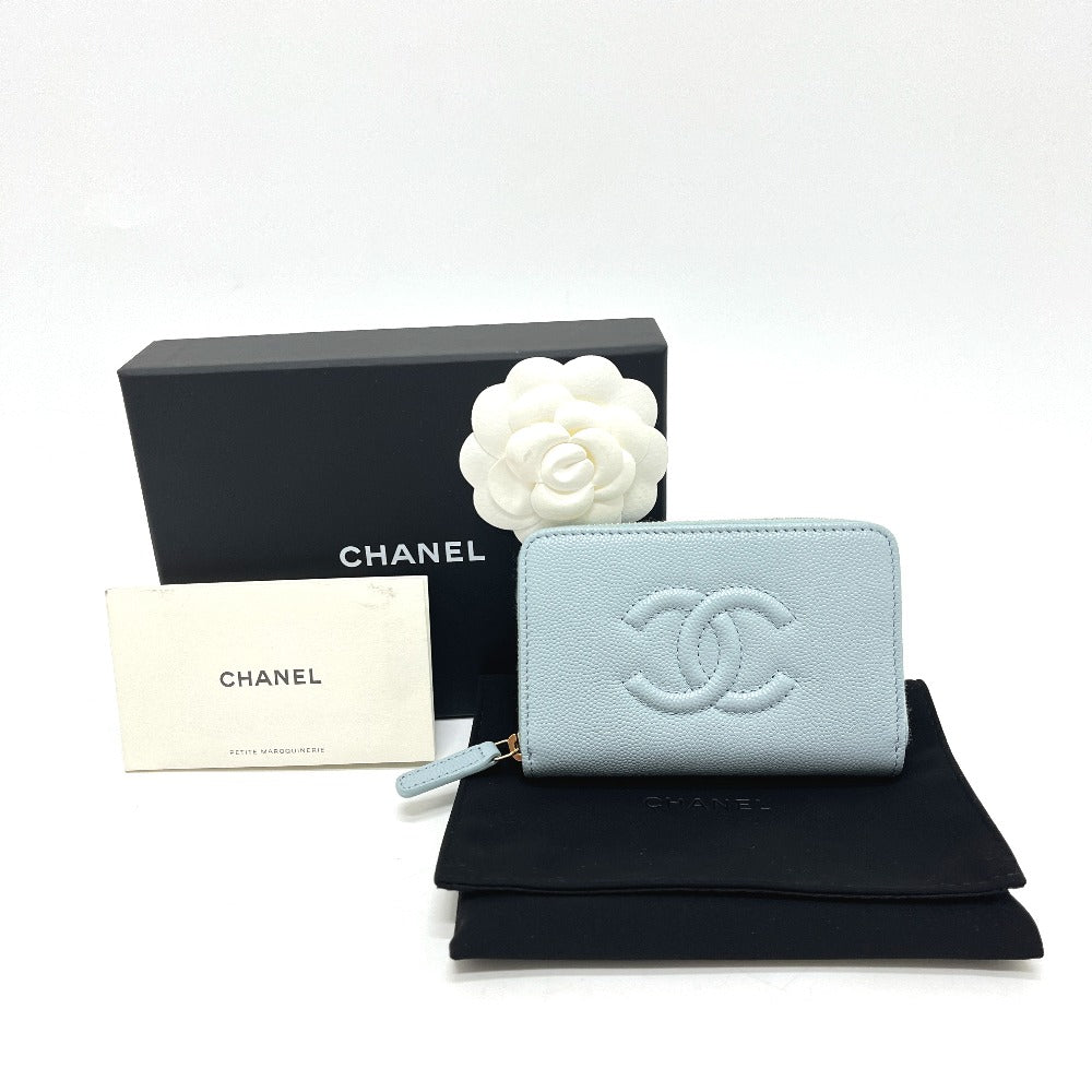 CHANEL AP4658 CC Mark Métiers d'Art Card Case Wallet Wallet coin purse Caviar Leather blue Used