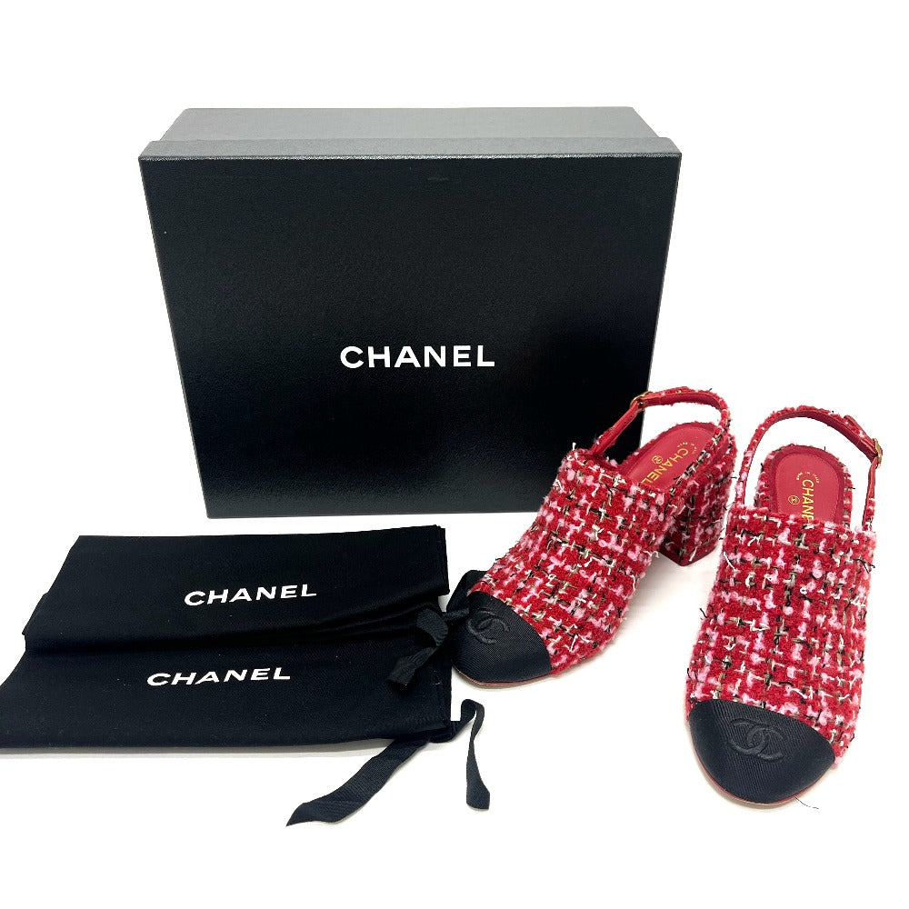 CHANEL G46865 2025/26年秋冬 ココマーク スリングバック シューズ ツイード パンプス サンダル ツイード レディース レッド