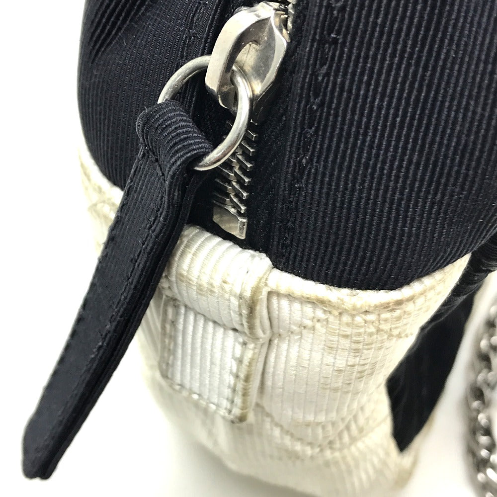 CHANEL Quilted Two-Tone Chain Shoulder Bag in Canvas, Black