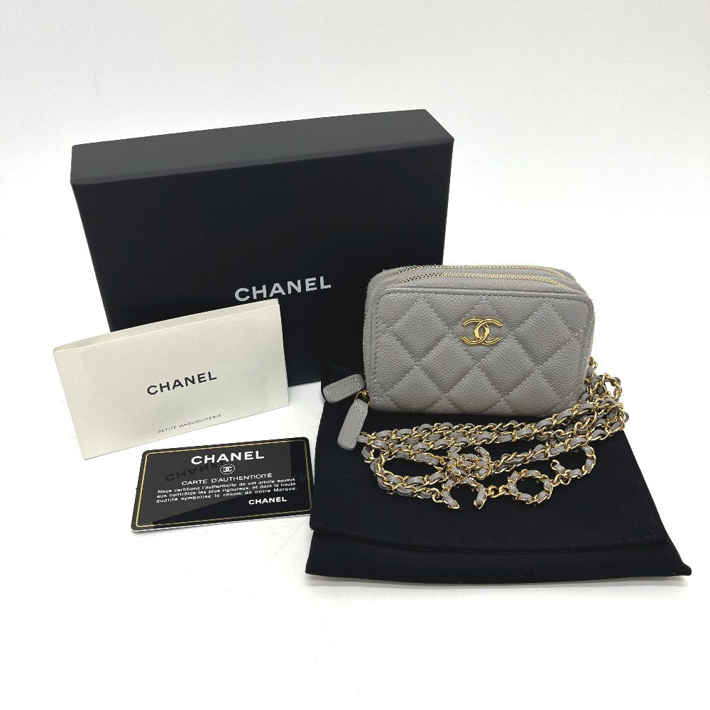 CHANEL AP2308 Matelasse Chaincoin purse Shoulder Bag Caviar Leather gray Used