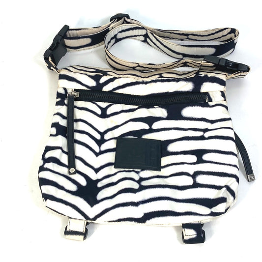 CHANEL Sport Zebra Print Crossbody Messenger Bag Shoulder Bag Nylon Women's Black