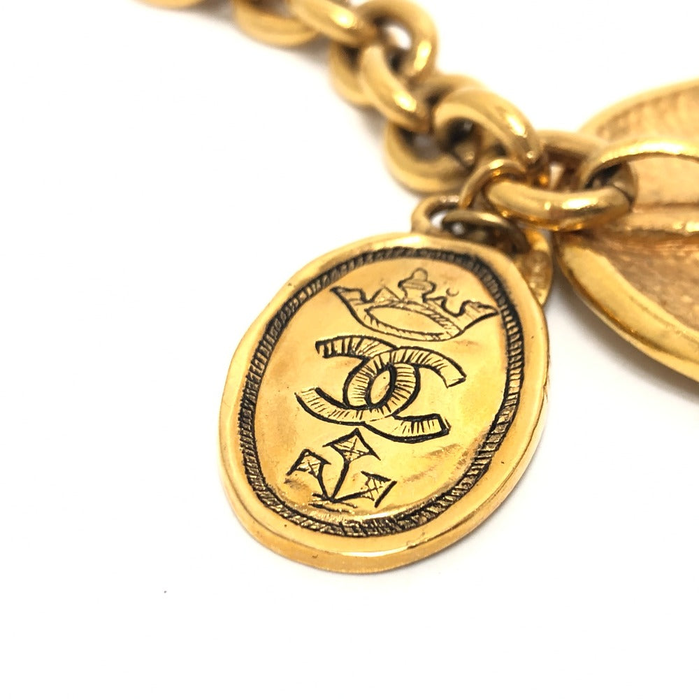 CHANEL 2 & 6 Coco Mark Medal Chain Belt, Metal Pants Belt, Women's, Gold