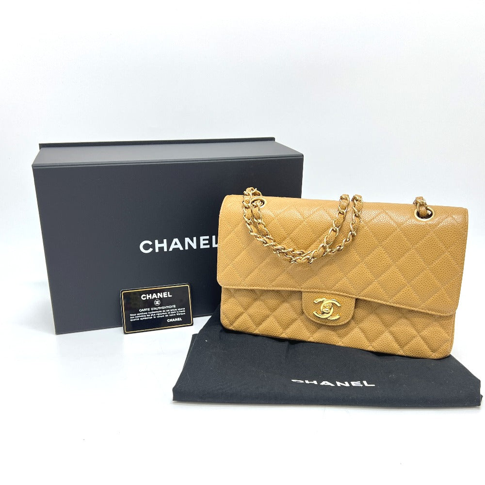 CHANEL A01112 マトラッセ25 マトラッセ 25 Wチェーン カバン バッグ ショルダーバッグ キャビアスキン レディース ベージュ