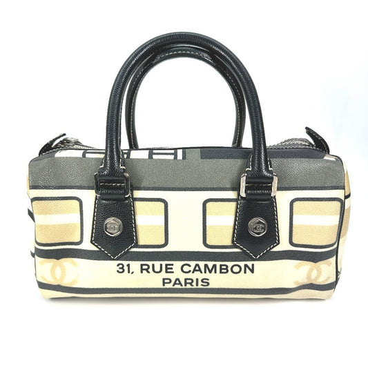 CHANEL Central Station Handbag, Mini Boston Bag, PVC, Women's, Black