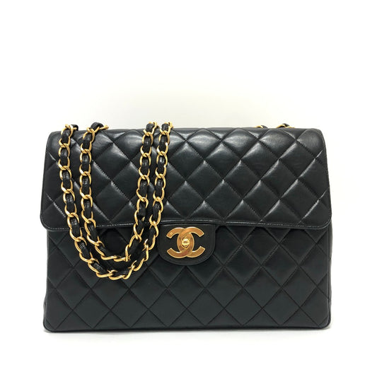 CHANEL Matelasse 30 Double Chain Matelasse Bag, Handbag, Shoulder Bag, Lambskin, Black, Women's
