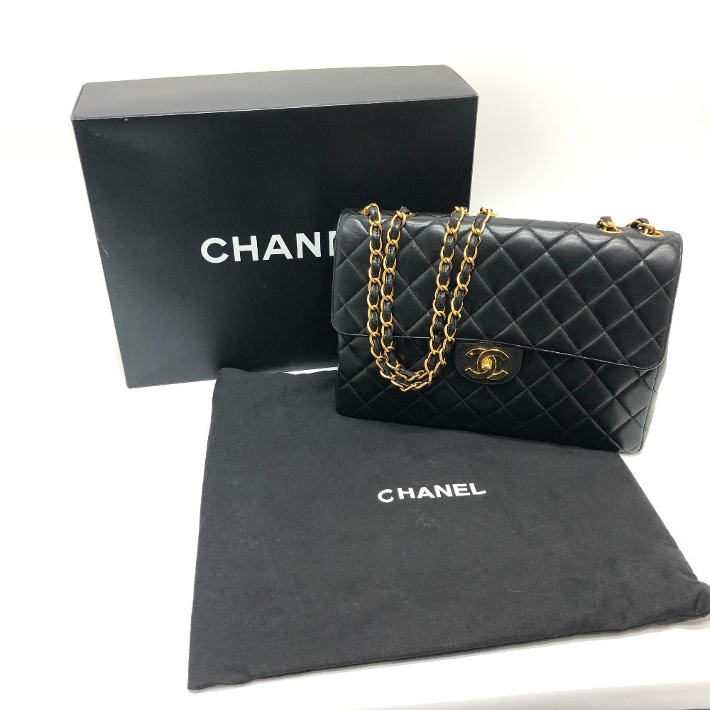 CHANEL Matelasse 30 Double Chain Matelasse Bag, Handbag, Shoulder Bag, Lambskin, Black, Women's