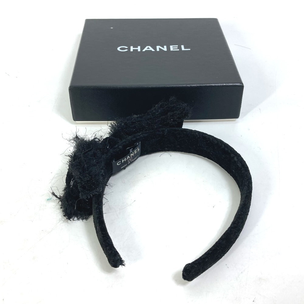 CHANEL 14K リボン CC ココマーク へアバンド ヘッドバンド カチューシャ ツイード レディース ブラック