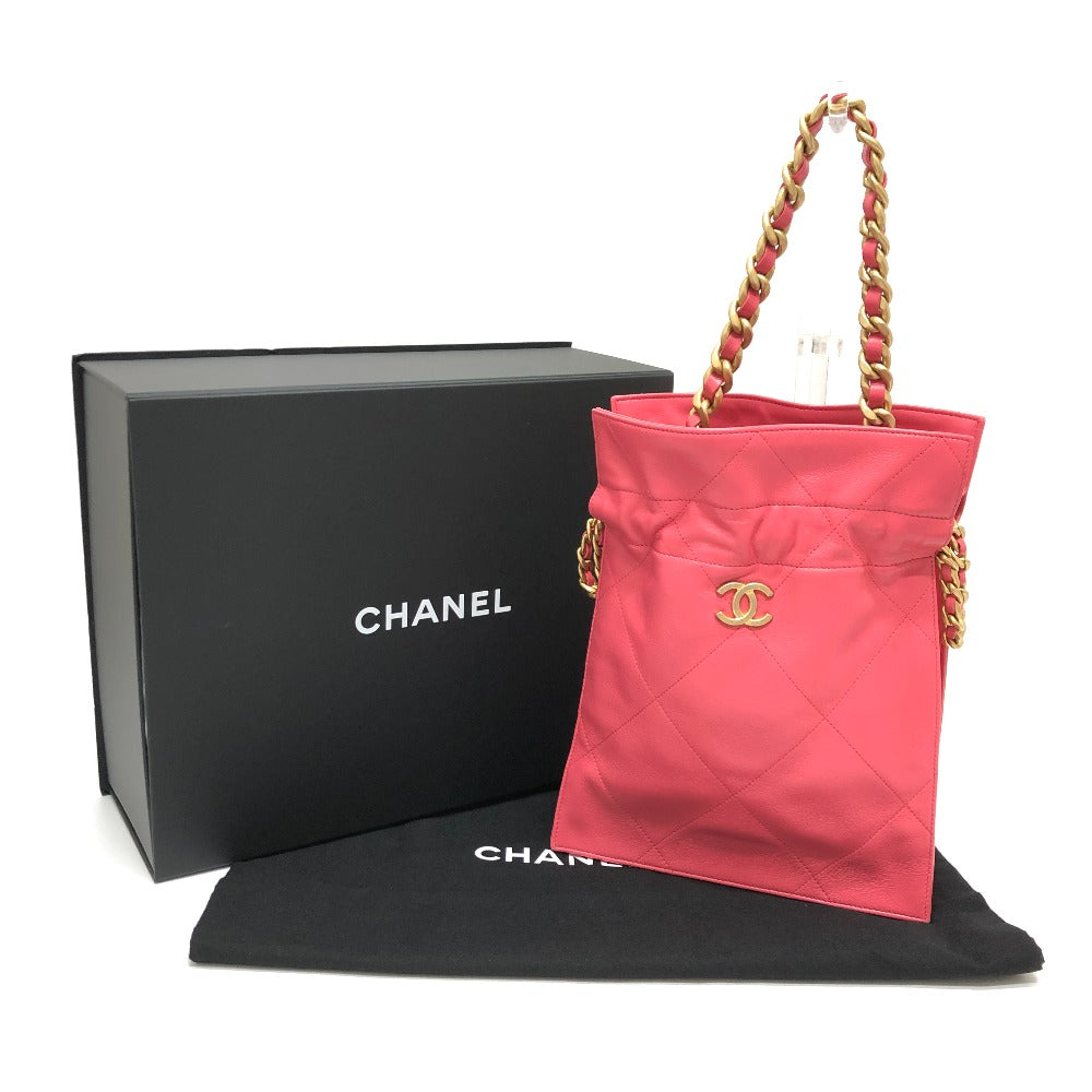 CHANEL ココマーク マトラッセ キルティング チェーンバッグ カバン トートバッグ ハンドバッグ ラムスキン レディース ピンク