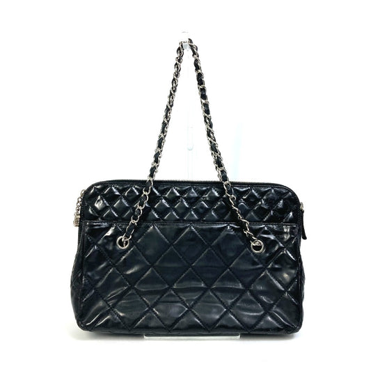 CHANEL Matelasse Chain Shoulder Bag, Tote Bag, Patent Leather, Women's, Black
