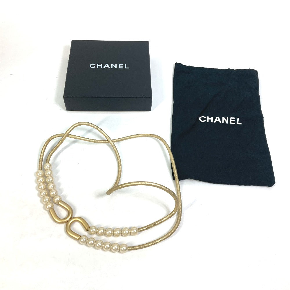 CHANEL 01C フェイクパール ズボン用ベルト ベルト レザー レディース ゴールド