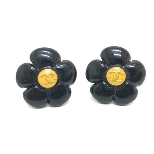 CHANEL 96P ココマーク フラワーブラック イヤリング アクセサリー 小物 ブランド小物 イヤリング プラスチック レディース ブラック