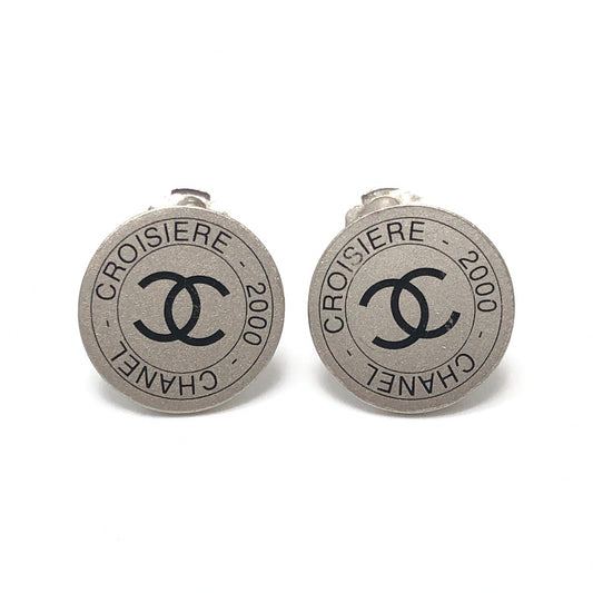 CHANEL 00C CC Mark 2000 CROISIERE Vintage accessory clip-on Earrings Metal Silver Used