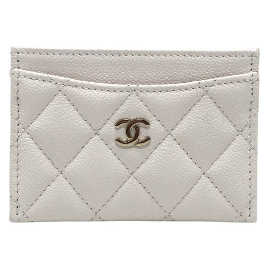 CHANEL AP0213 Coco Mark Classic Gold Hardware Caviar Skin Accessories Card Case Caviar Skin Ladies White