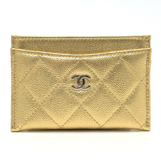 CHANEL AP0213 Coco Mark Classic Matelasse Caviar Skin Card Case Caviar Skin Ladies Gold