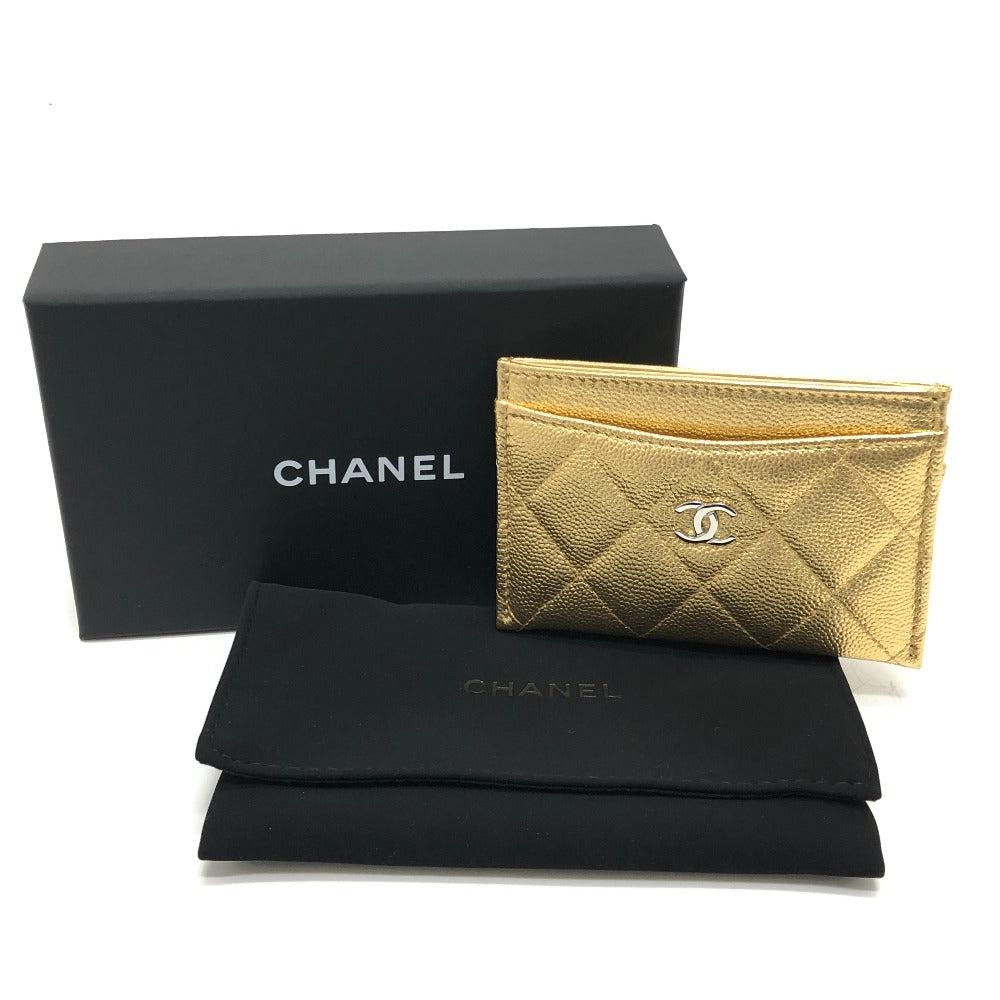 CHANEL AP0213 Coco Mark Classic Matelasse Caviar Skin Card Case Caviar Skin Ladies Gold