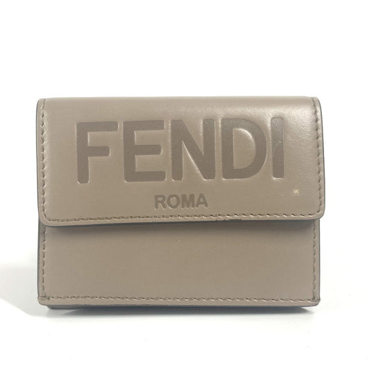 FENDI 8M0395 ロゴ コンパクトウォレット 3つ折り財布 レザー ユニセックス ブラウン系 - brandshop-reference