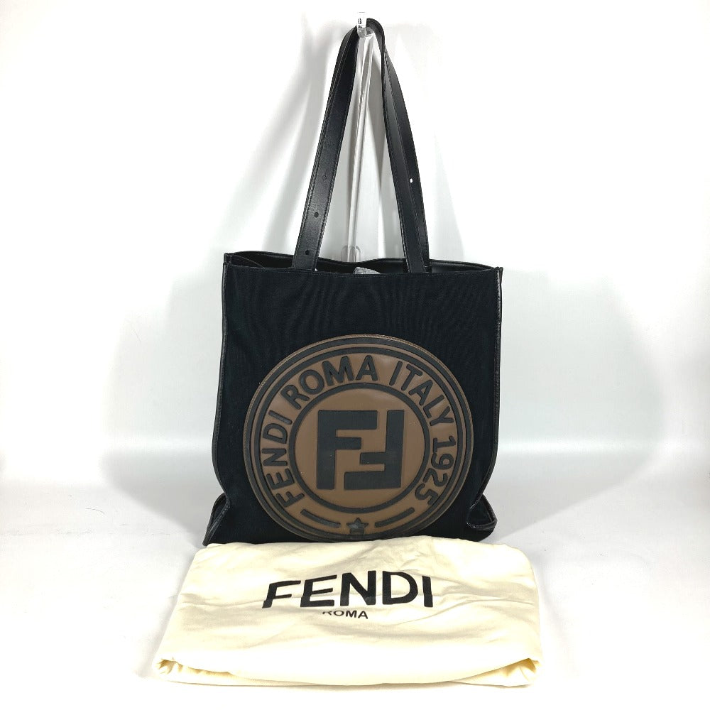 FENDI 7VA435 縦型 ショルダーバッグ 肩掛け ロゴ FF カバン トートバッグ キャンバス/レザー ユニセックス ブラック - brandshop-reference