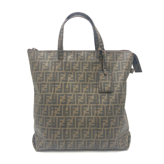 FENDI 7VA196 Zucca Print Tote Bag, PVC, Women's, Brown