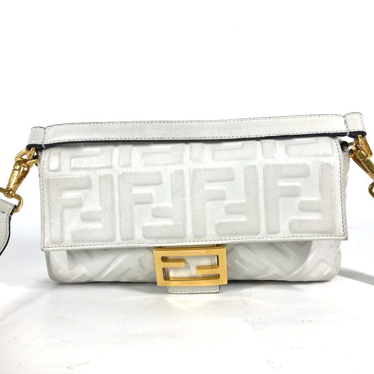 FENDI 8BR600 Zucca Mamma Bucket Shoulder Bag, 2-Way, Leather, Women's, White