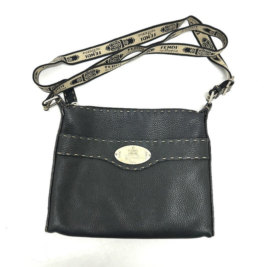 FENDI セレリア フラット カバン サコッシュ ショルダーバッグ レザー レディース ブラック - brandshop-reference