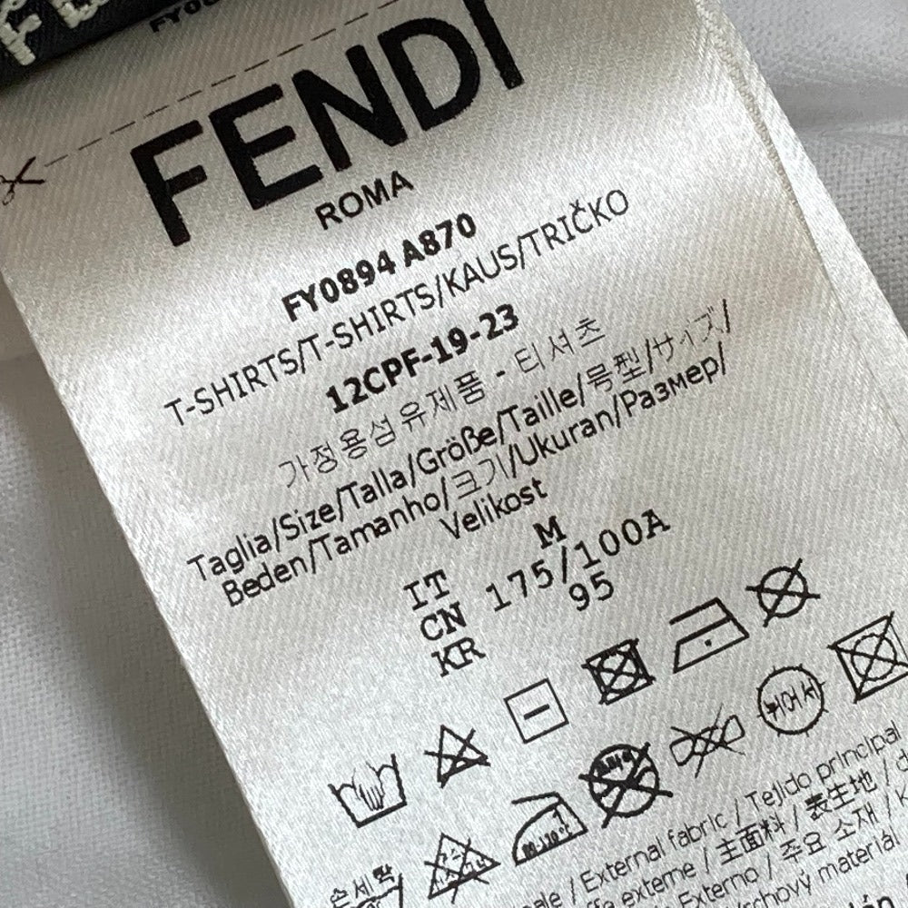 FENDI FY0894 FF Logo Apparel Tops Short Sleeve T-Shirt Cotton Men's White x Yellow
