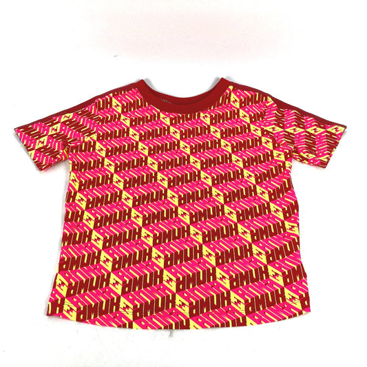 FENDI FS7137 Logo Apparel Top, Crew Neck, Short Sleeve T-Shirt, Cotton, Women's, Red