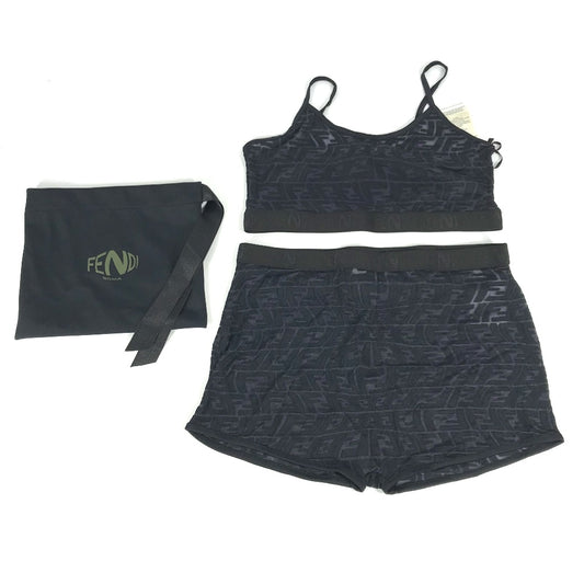 FENDI FE5073 Women's Navy Rayon Underwear Set with Fisheye Logo and Tops