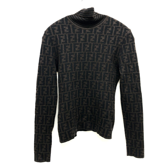 FENDI ズッカ アパレル ハイネック タートルネック ニット トップス セーター コットン レディース ブラウン - brandshop-reference