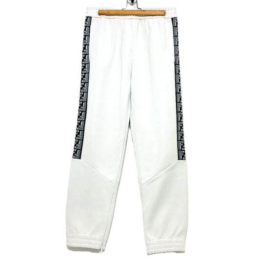 FENDI FAB645 Zucca Print Track Pants, Jersey Jogger Pants, Men's Gray Polyester