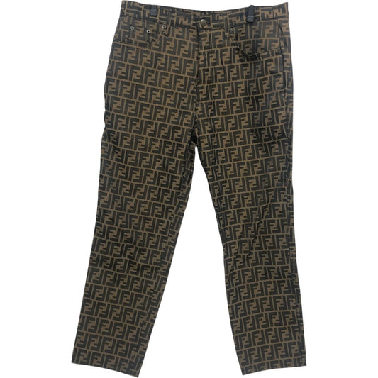 FENDI ズッカ柄 総柄 アパレル ボトムス ジャガード ボトム パンツ コットン メンズ ブラウン