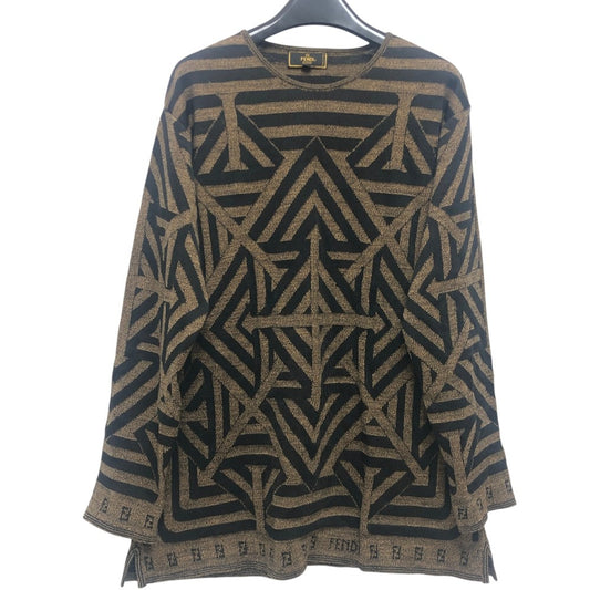 FENDI ペカン柄 ヴィンテージ アパレル トップス ニット FFロゴ セーター ビスコース レディース ブラウン