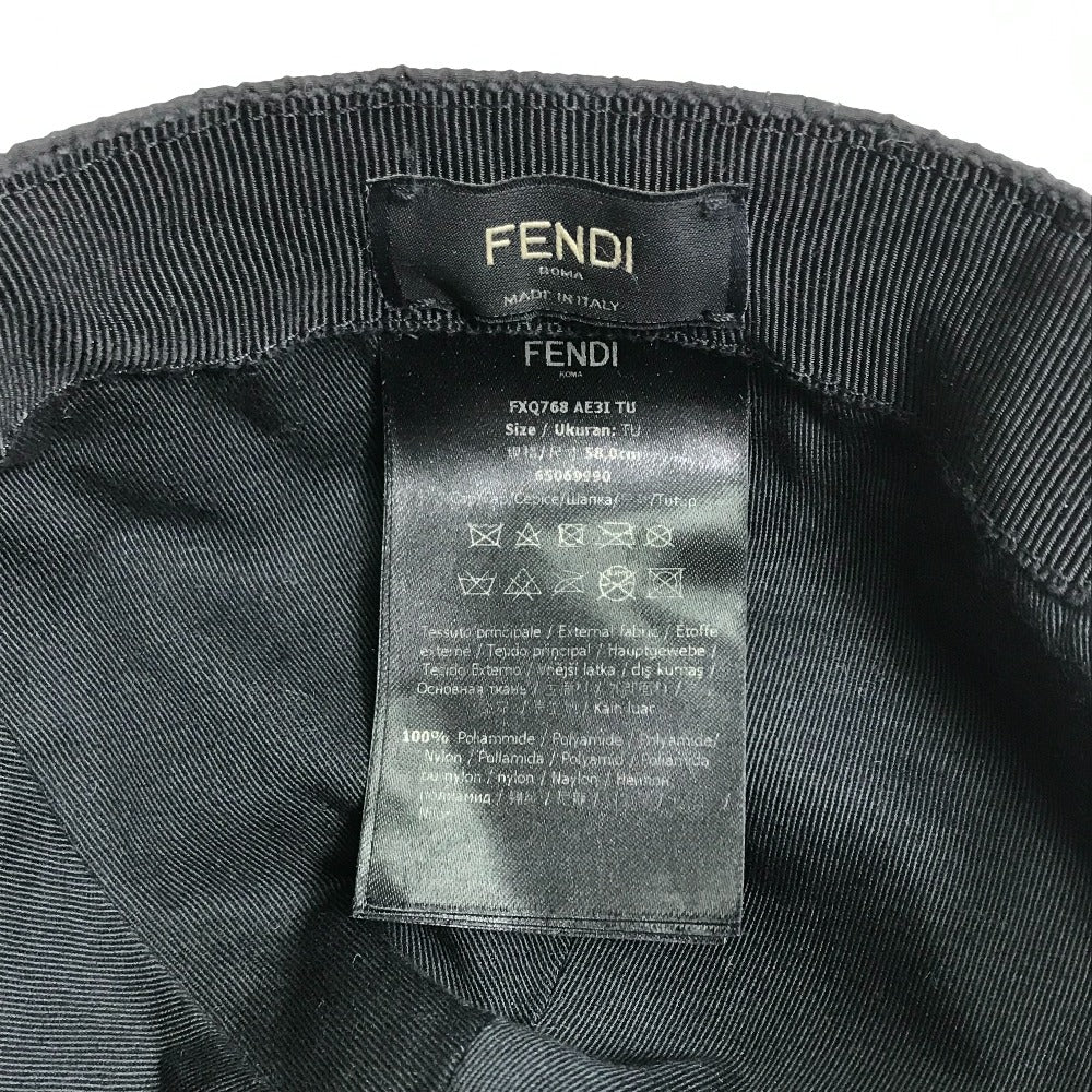 FENDI FXQ768 Logo Baseball Cap, Nylon, Unisex, Black