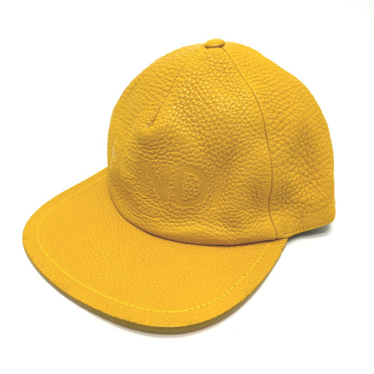 FENDI FXQ768 Logo Cap Leather Men's Yellow