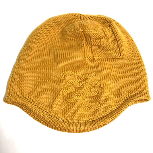 FENDI FXQ056 Logo Beanie Hat, Knit Cap, Wool Knit Hat, Women's, Yellow