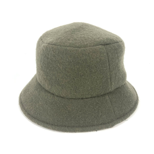FENDI FXQ901 Wool Bucket Hat with Zucca Lining, Women's Khaki