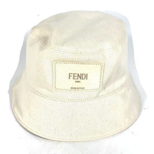 FENDI FXQ801 ロゴ ハット帽 帽子 バケットハット ボブハット ハット コットン レディース ベージュ