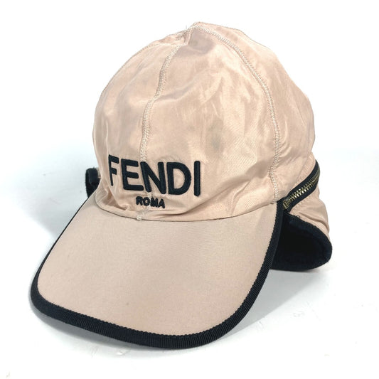 FENDI FXQ679 ファー モコモコ ロゴ フライト 帽子 キャップ帽 ベースボール キャップ レザー レディース ピンク - brandshop-reference