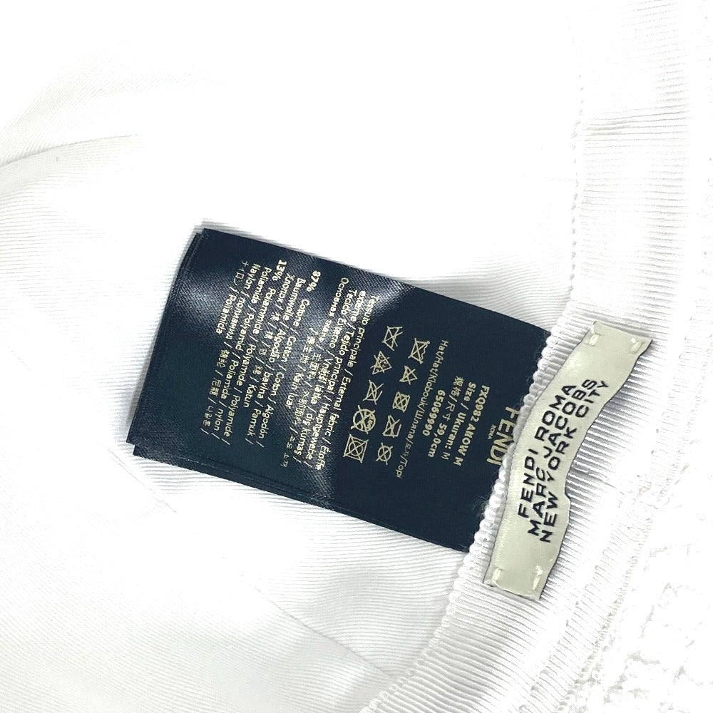 FENDI FXQ982 マークジェイコブス MARC JACOBS コラボ ズッカ ロゴ ハット帽 帽子 バケットハット ボブハット パイル ハット コットン レディース ホワイト - brandshop-reference