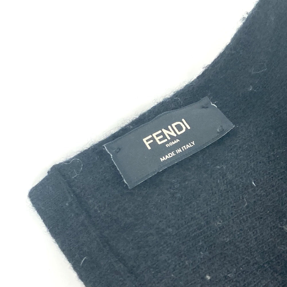 FENDI ロゴ バイカラー マフラー ウール メンズ ブラック