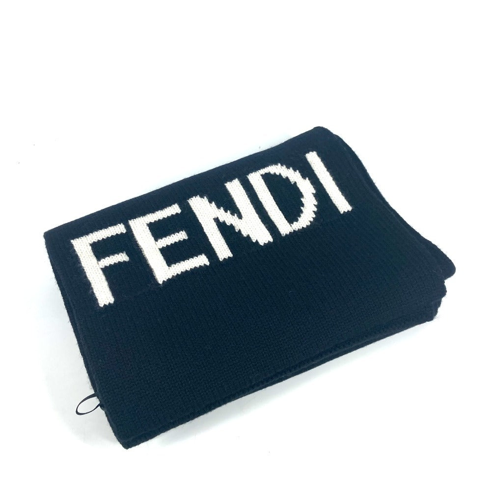FENDI ロゴ バイカラー マフラー ウール ユニセックス ブラック - brandshop-reference